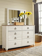 Lit bateau Willowton Queen avec commode et miroir
