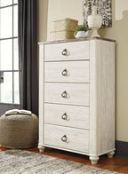 Lit bateau Willowton Queen avec commode et miroir