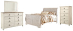 Lit bateau Willowton Queen avec commode et miroir