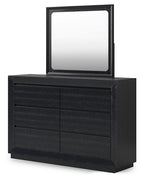 Lit à panneaux Londer King avec commode à miroir