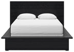 Lit queen-size Londer avec commode, coffre et table de chevet à miroir
