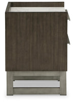 Lit queen-size Arkenton avec commode, coffre et table de chevet à miroir
