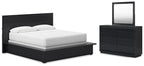 Lit king size Londer California avec commode miroir