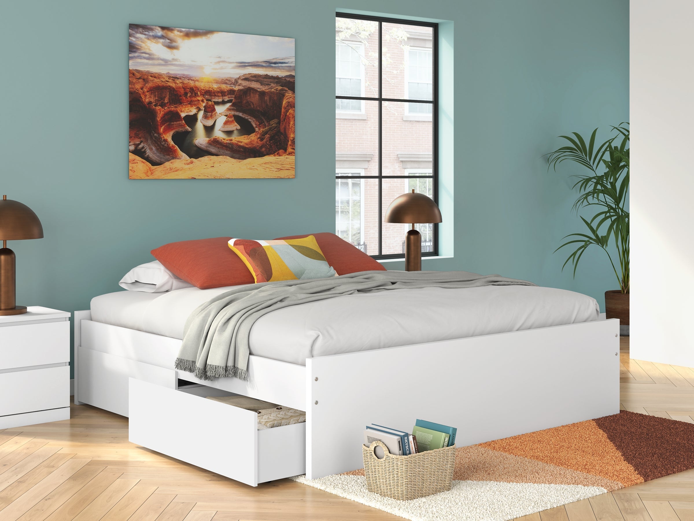 Lit plateforme Onita King avec 1 rangement latéral
