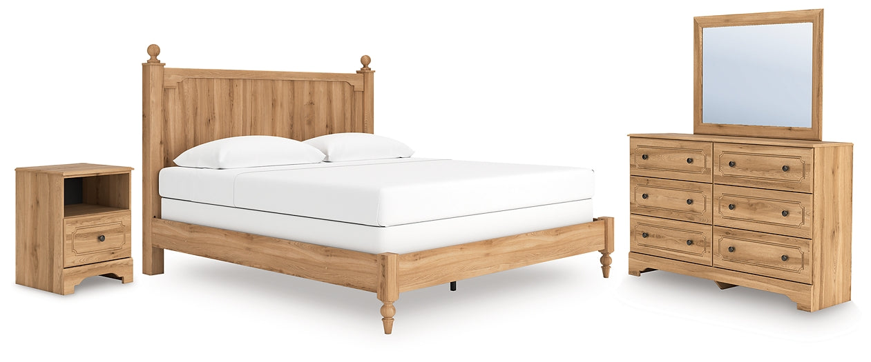Lit King Size Aleaport avec commode miroir et table de chevet