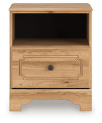 Lit à panneaux complet Aleaport avec commode à miroir et table de chevet