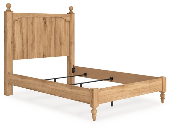 Lit à panneaux complet Aleaport avec commode à miroir et table de chevet
